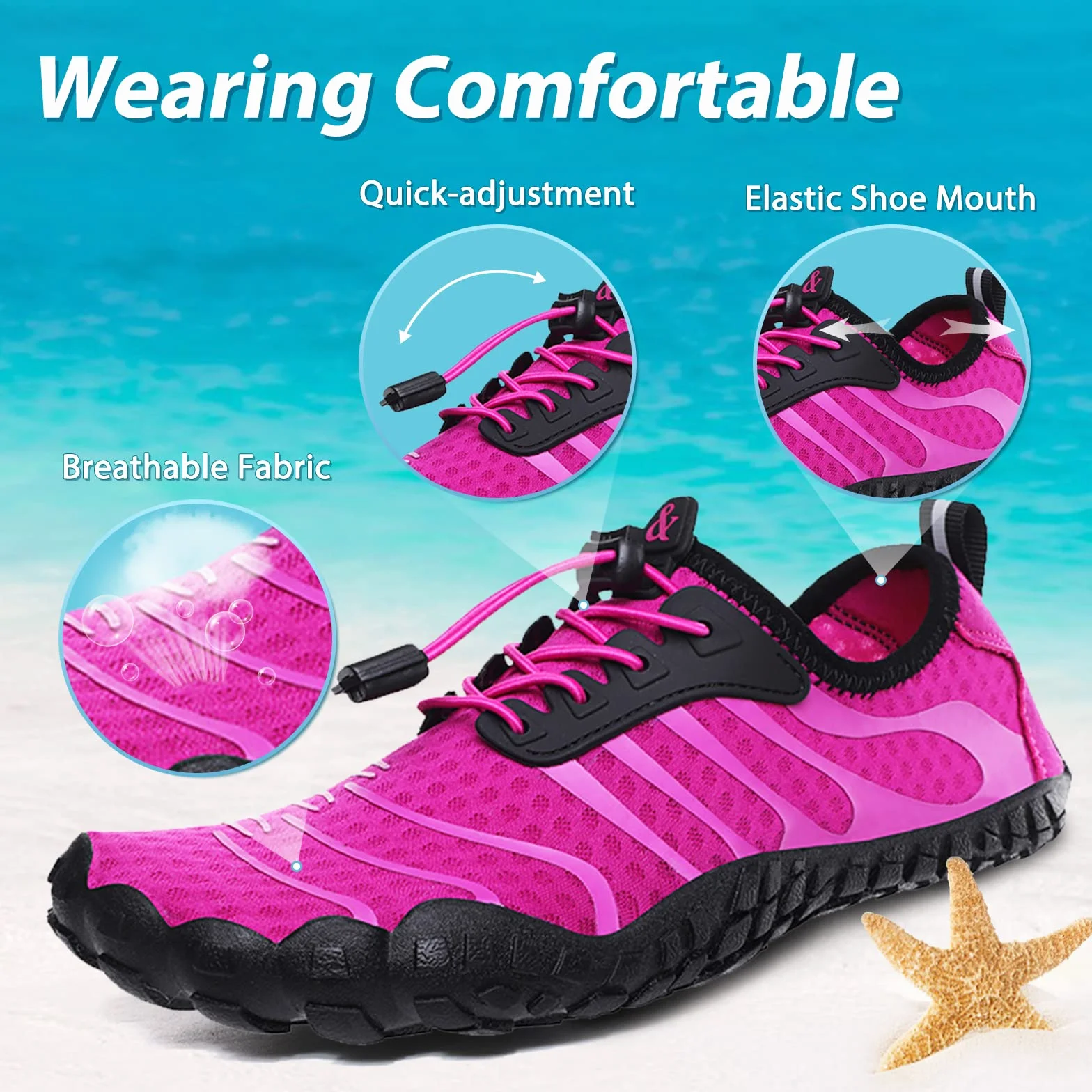 Hanani Chaussures Aquatiques pour Homme et Femme Séchage Rapide Chaussures de Surf Antidérapant