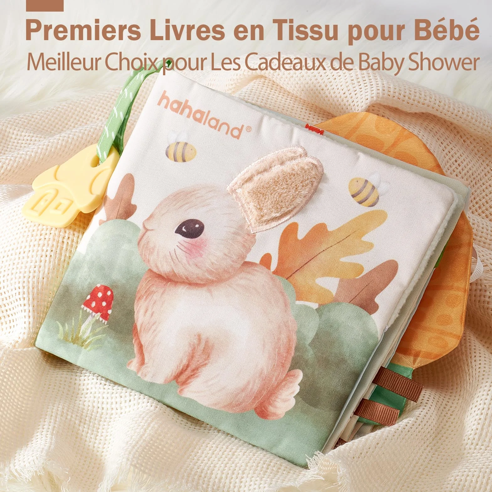 Livres Sensoriels en Tissu Doux pour Bébé 0-6 Mois, Jouet d'Éveil Cadeau Naissance