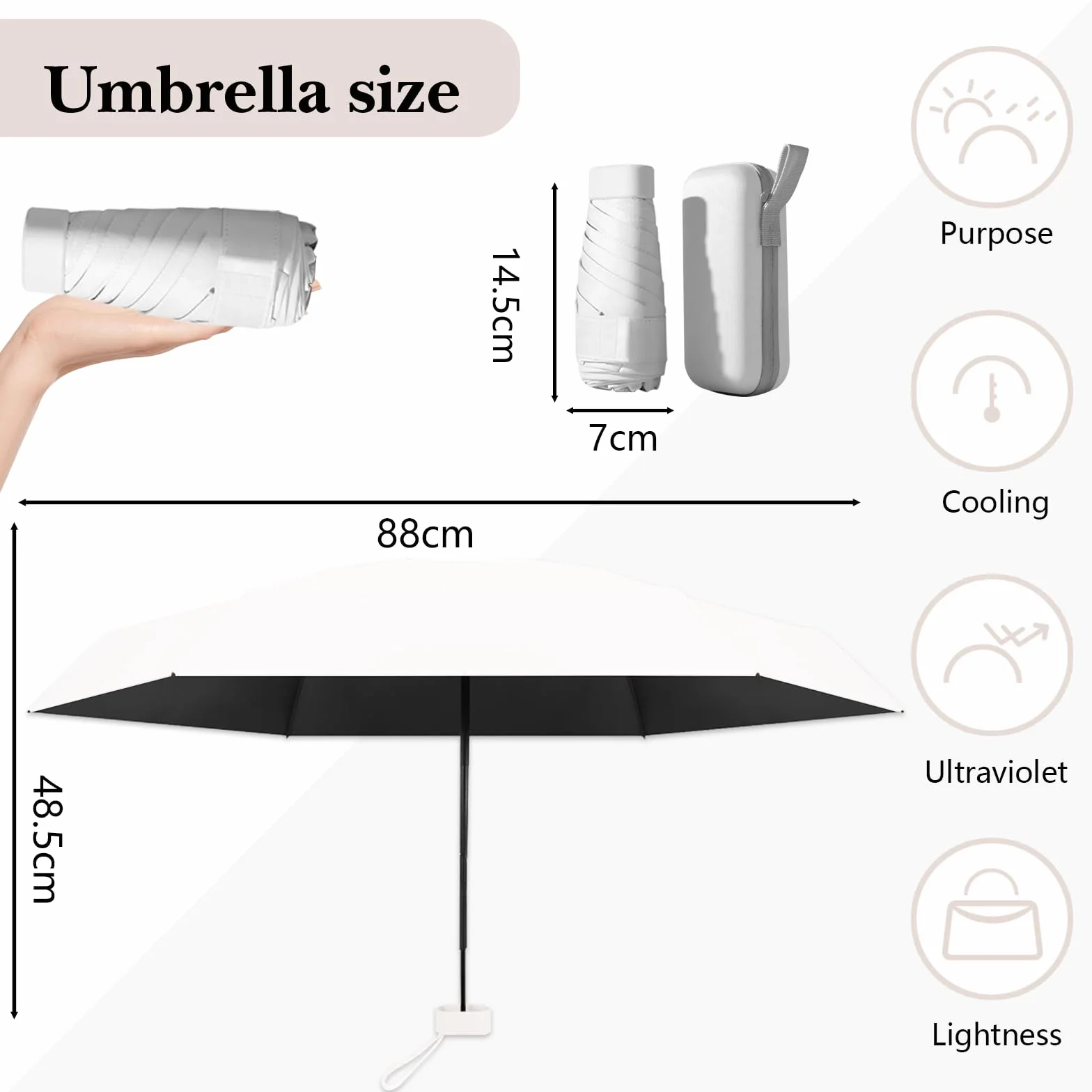 Mini Parapluie Pliant Anti UV, Parapluie de Voyage Compact Hommes Femmes