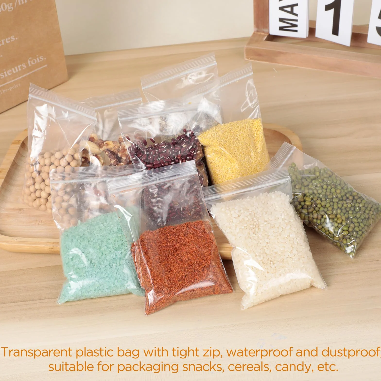 Sachet Plastique Transparent 8 x 12 cm, Lot de 100 Sachets Zip Refermables
