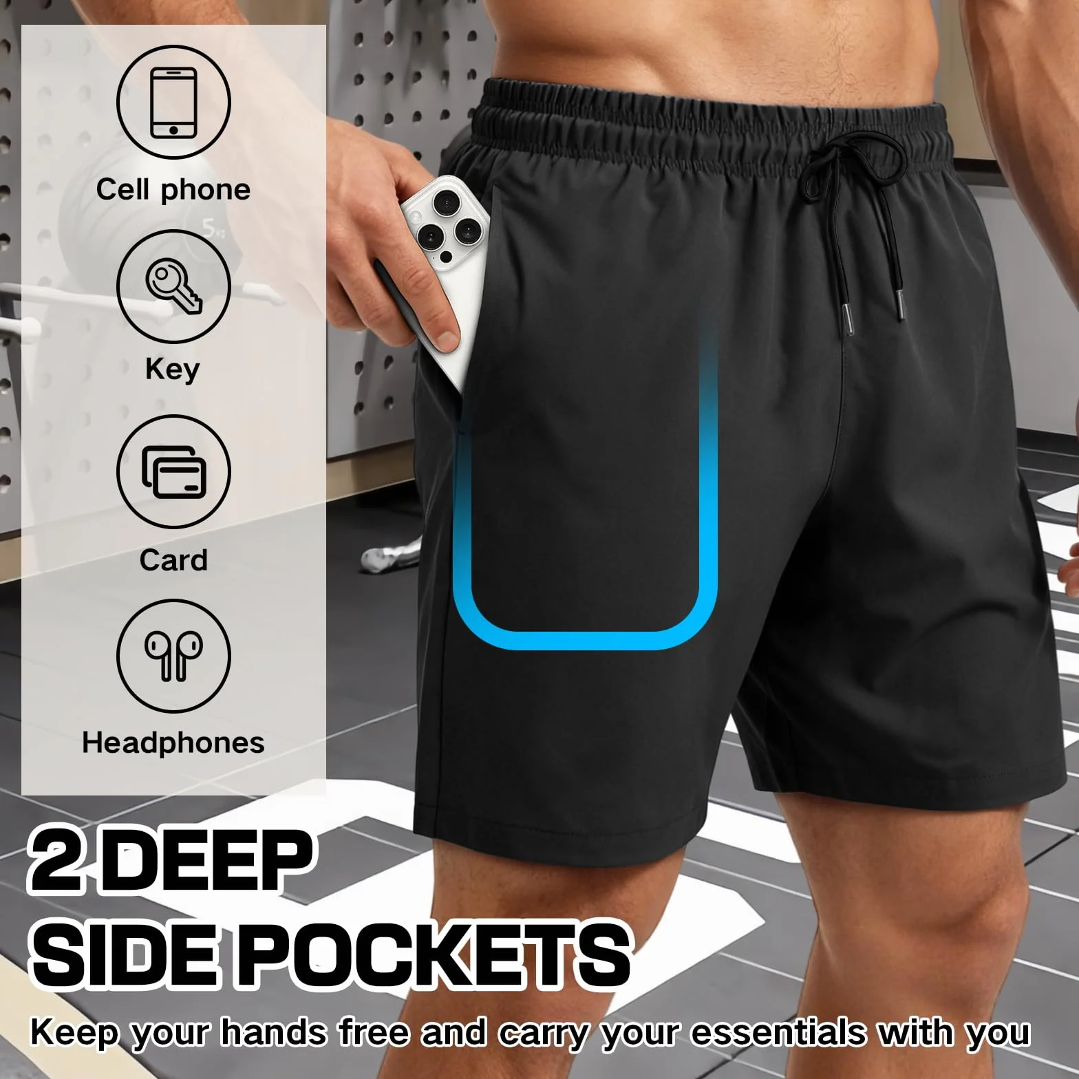 Maillot De Bain Homme Séchage Rapide Sport Bermuda Short Respirant avec Poche Zippée Et Cordon Élastique