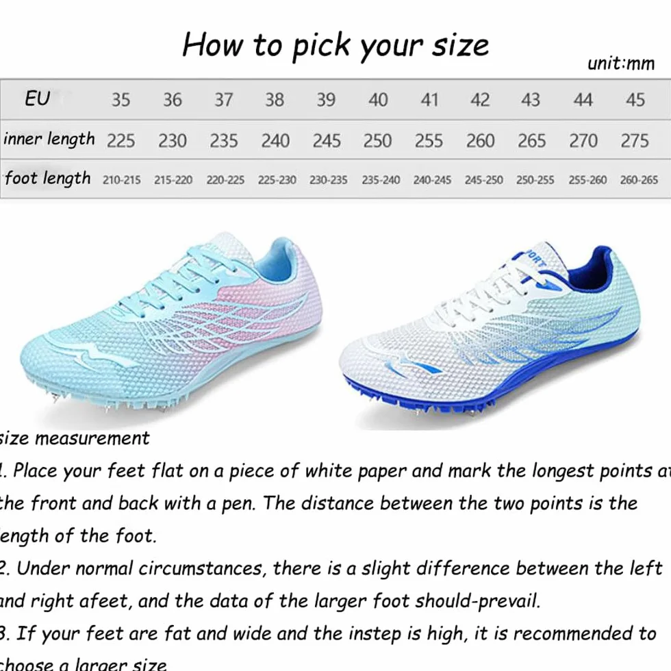 Chaussures de Course Pointes d'Athlétisme 8 Clous Hommes Antidérapantes 35-45 EU
