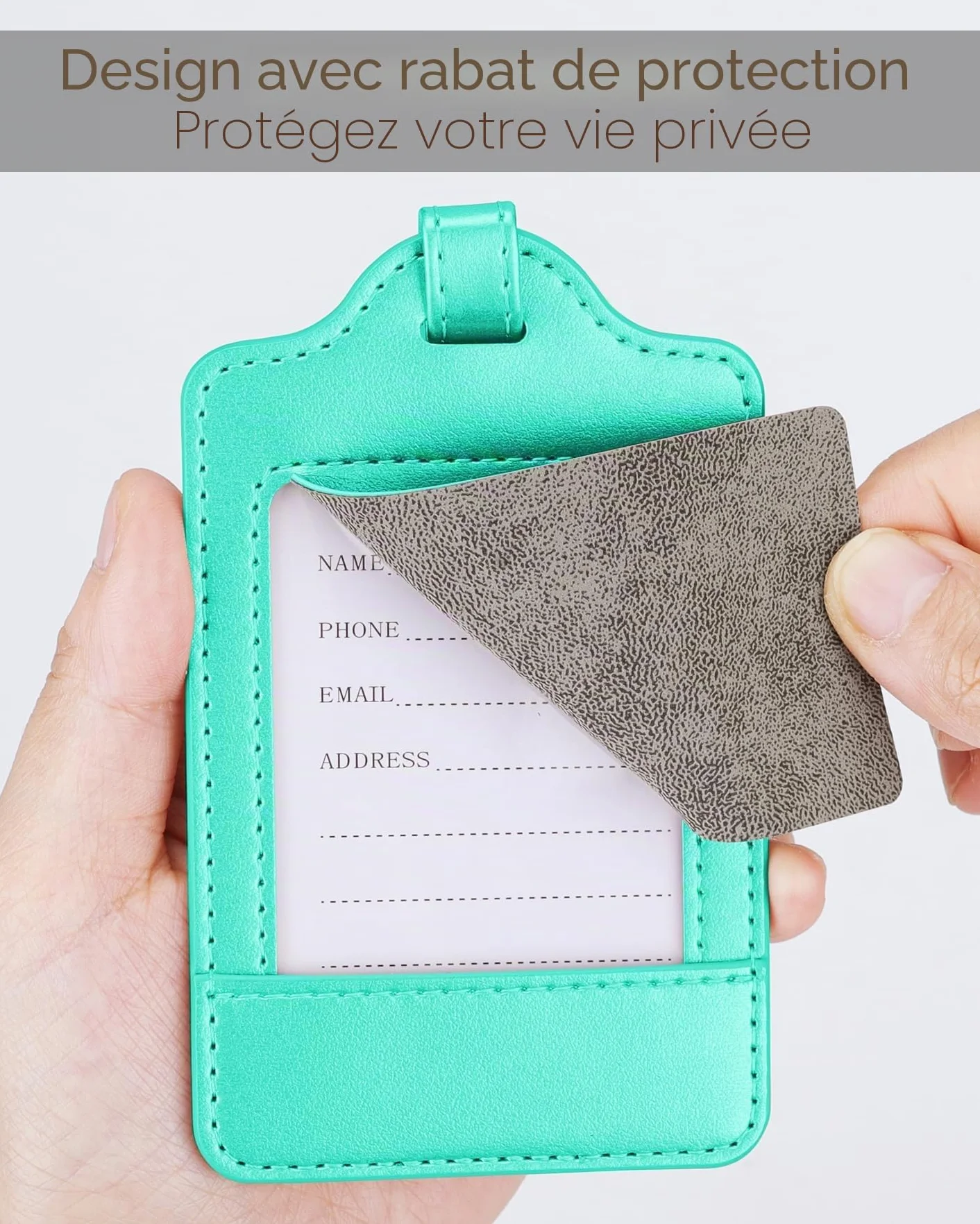 Teskyer 3 Pièces Etiquette Valise Cuir PU Voyage Avion Identification Protection Vie Privée
