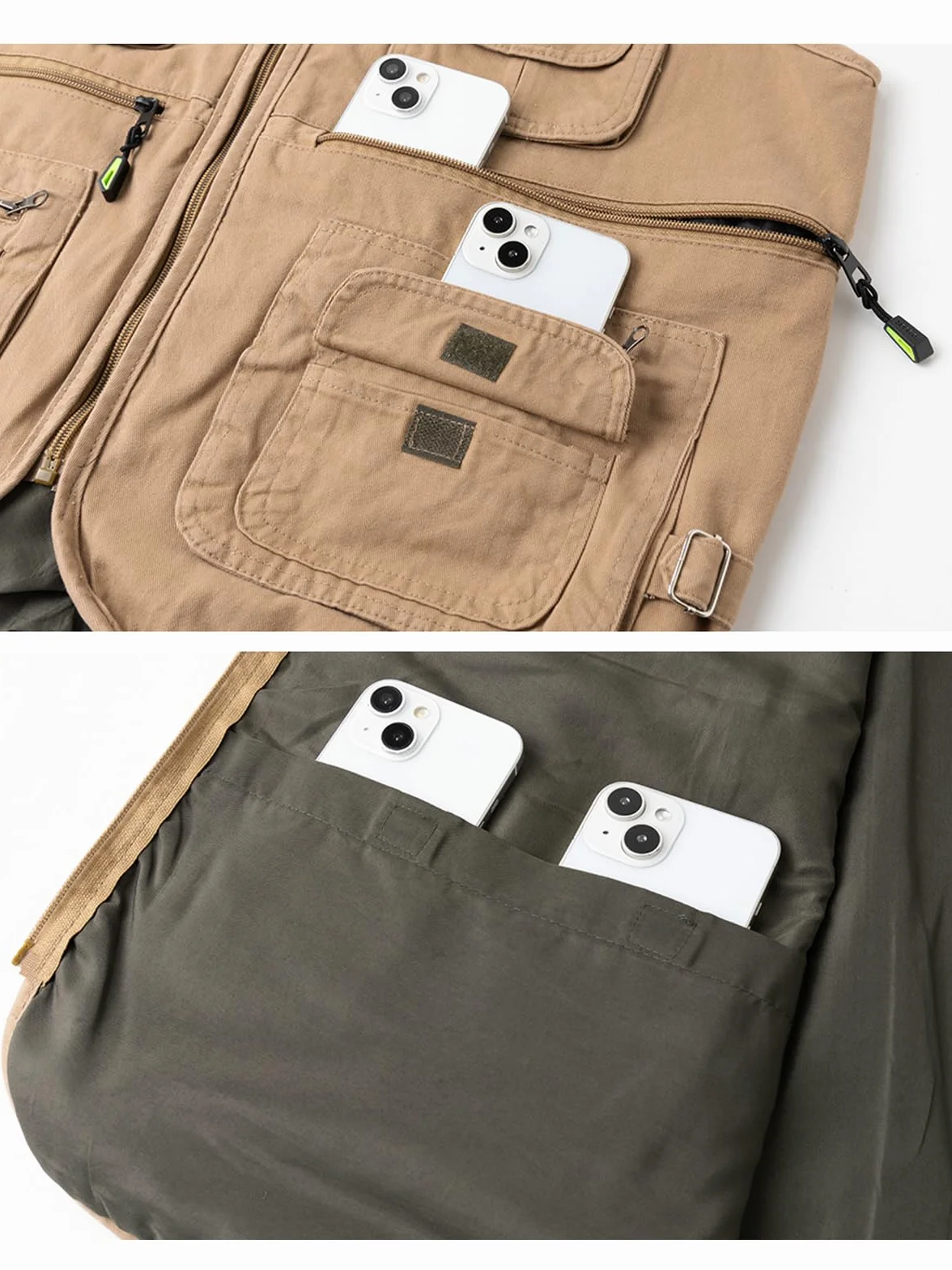 Gilet de pêche Multi-Poches Hommes Coton Extérieure sans Manche Photographie Chasse