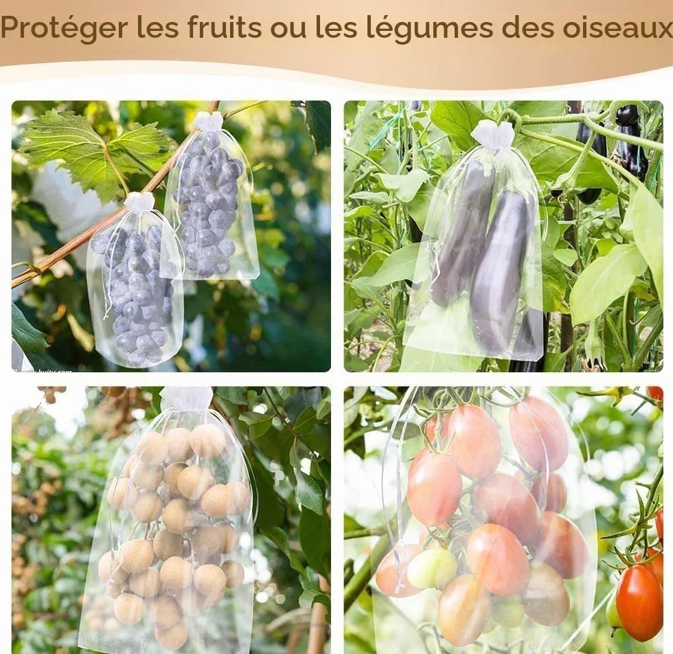 Sacs Cadeau en Organza 20 x 30 cm Blanc, Pochette Bijoux 50 Pièces