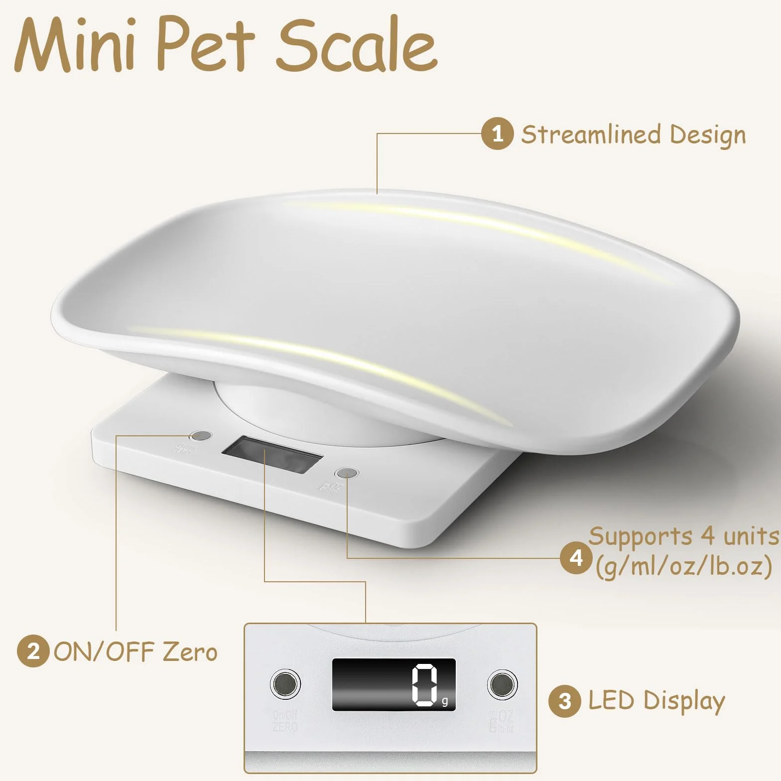 Balance numérique pour animaux de compagnie 15 kg 29 x 18 cm pèse-bébé précise