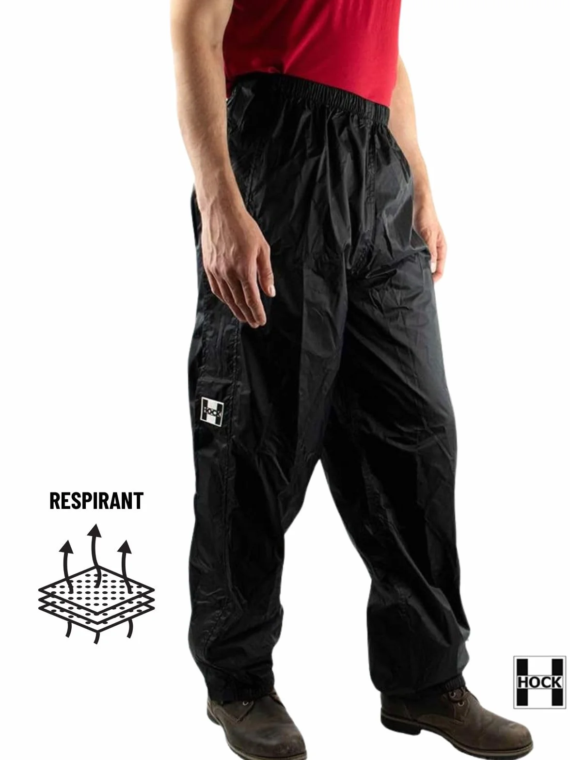 HOCK Pantalon de Pluie Unisexe avec Fermeture éclair à 2 Voies, Respirant, Étanche 10 000 mm pour Homme et Femme