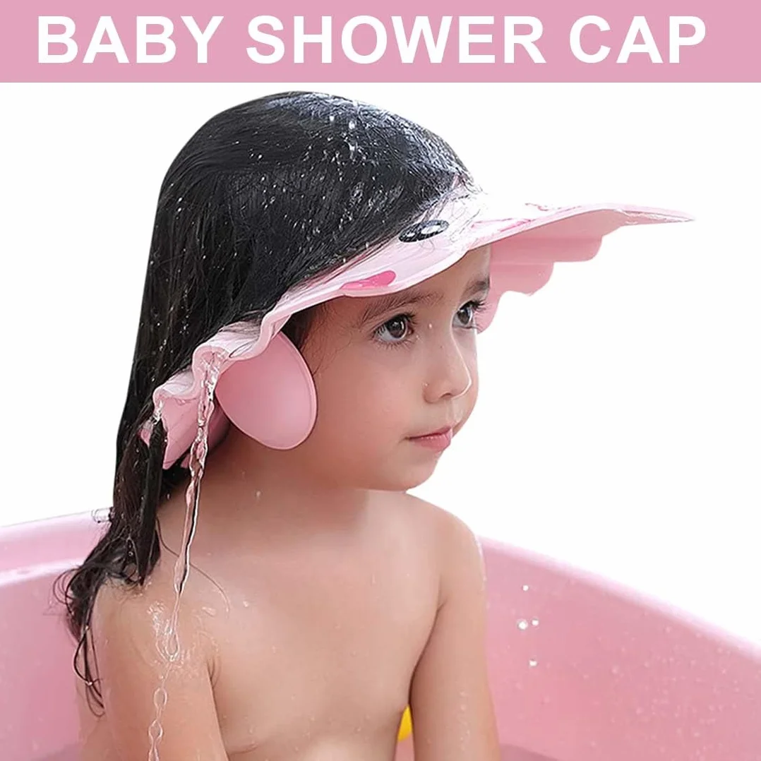 Bonnet de Douche Bébé Réglable avec Visière, Protège Yeux et Oreilles, Chapeau de Bain pour Enfants