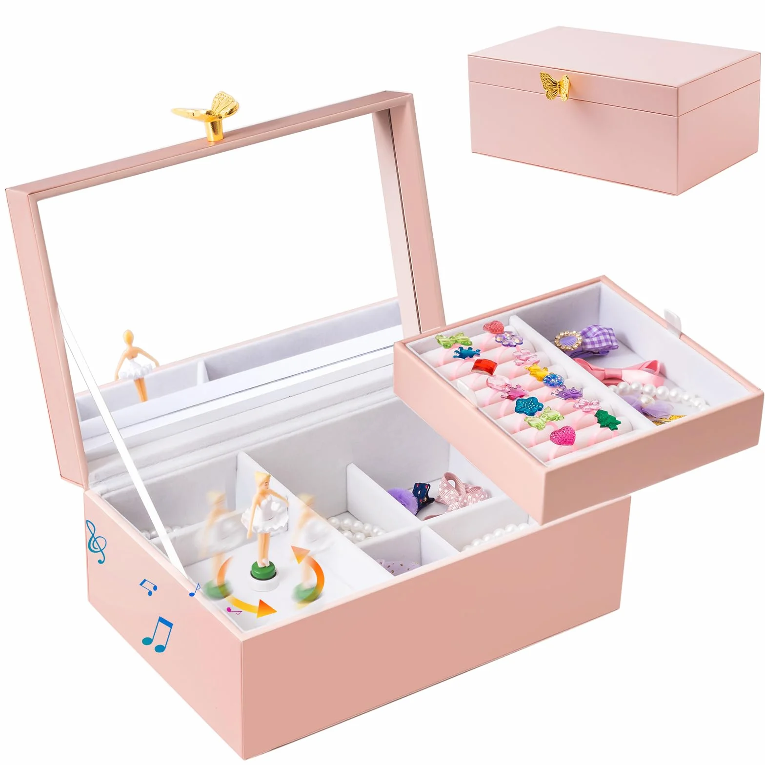 ProCase Boite à Bijoux Musicale Enfant Ballerina Rose