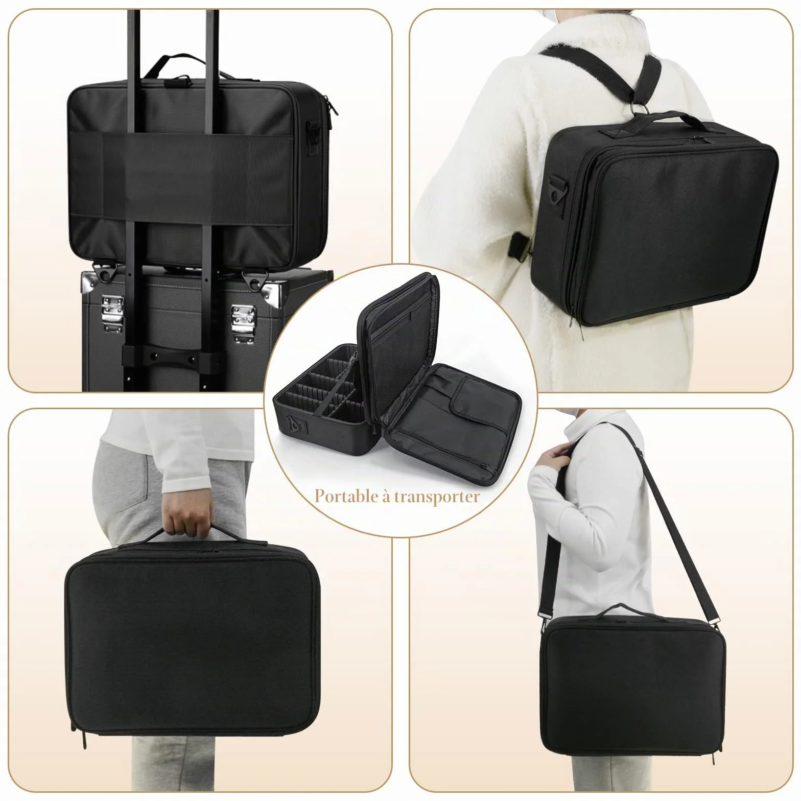 Trousse Toilette Maquillage Rangement Valise Voyage Professionnel Femme Make up Organisateur Vanity Étanche avec Pinceaux