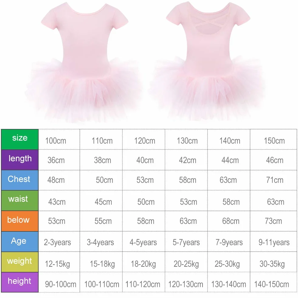 Bezioner Robe de Ballet Justaucorps en Coton Manche Courte pour Fille