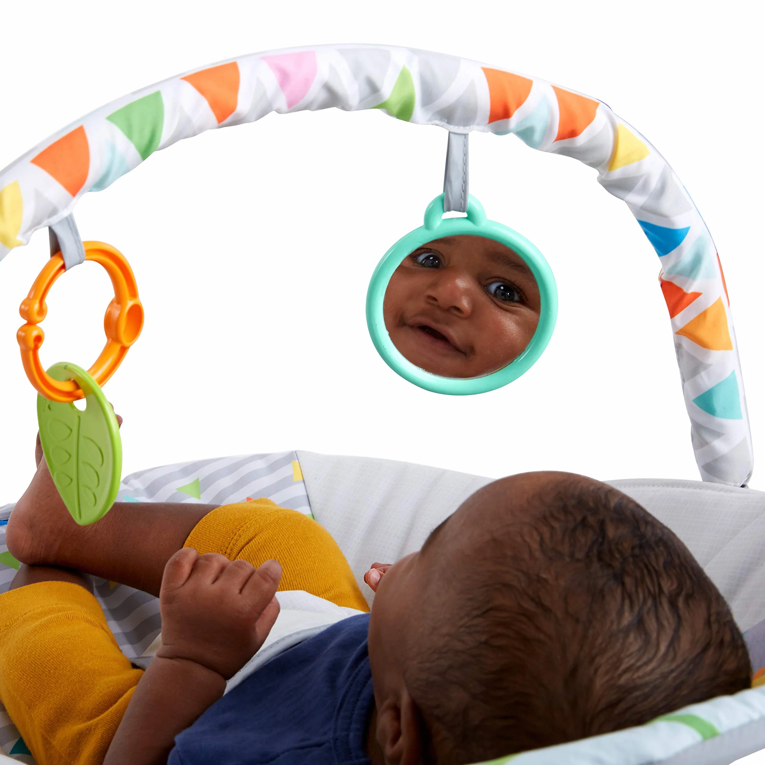 Bright Starts Transat Bébé Vibrations Apaisantes Barre de Jouets Amovible Pieds Antidérapants 0-6 Mois 9 kg Safari Fun