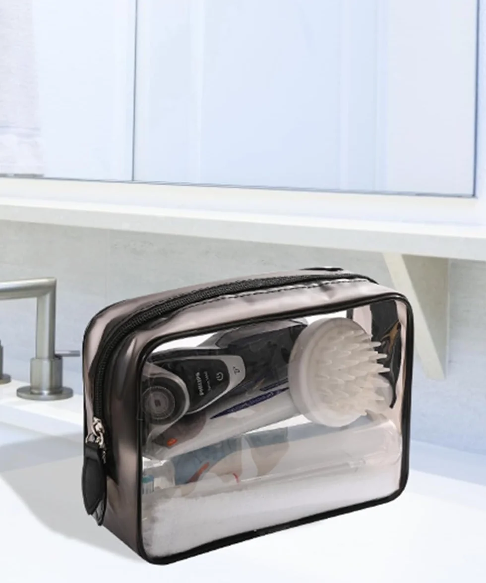 Kit de Voyage Transparent Trousse de Toilette 5pcs Bouteilles Vides 100ml Étiquettes Vierges Feutres Encre Permanente