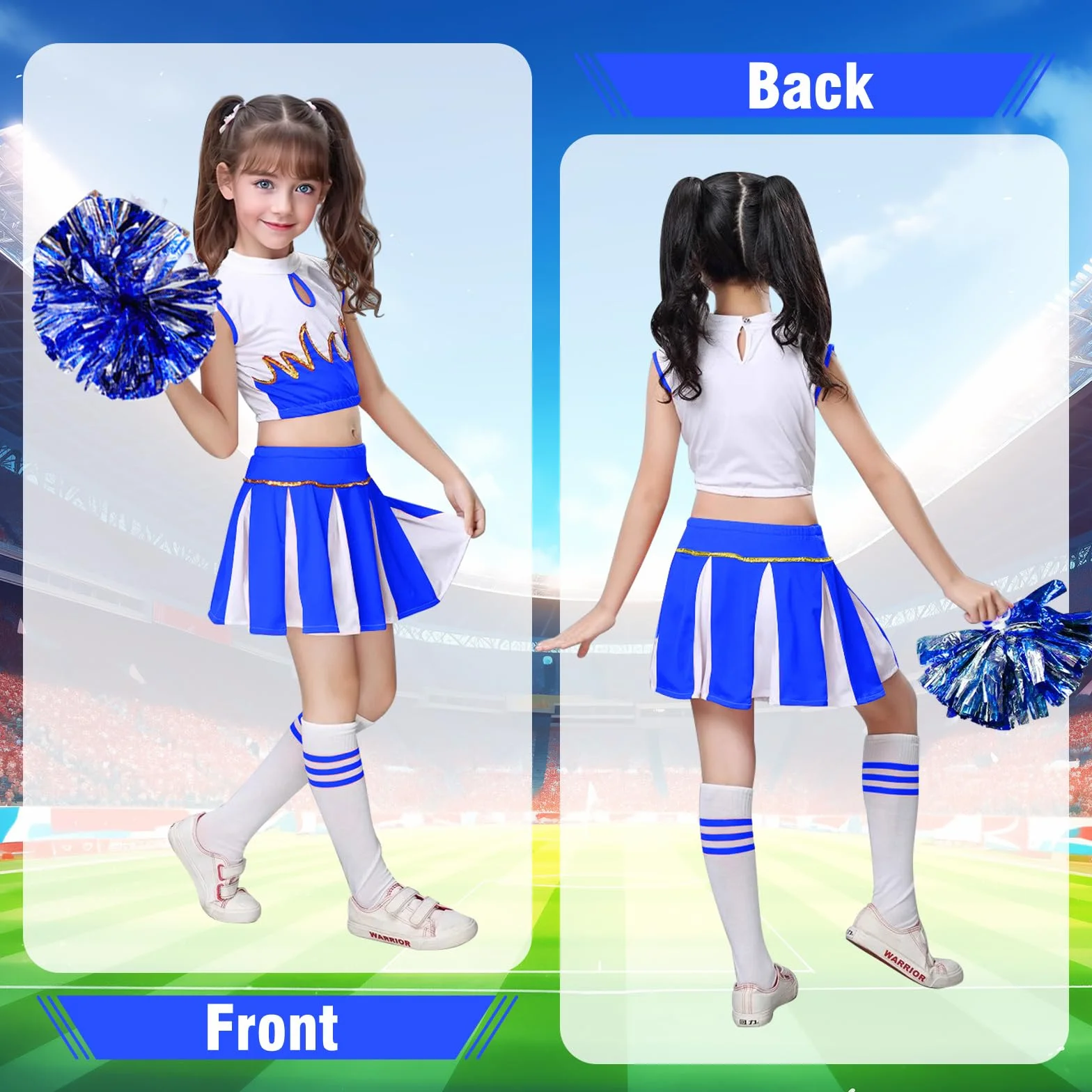 Robe de pom-pom girl pour fille avec serre-tête uniforme cheerleading carnaval anniversaire Halloween fêtes Cosplay 3-15 ans