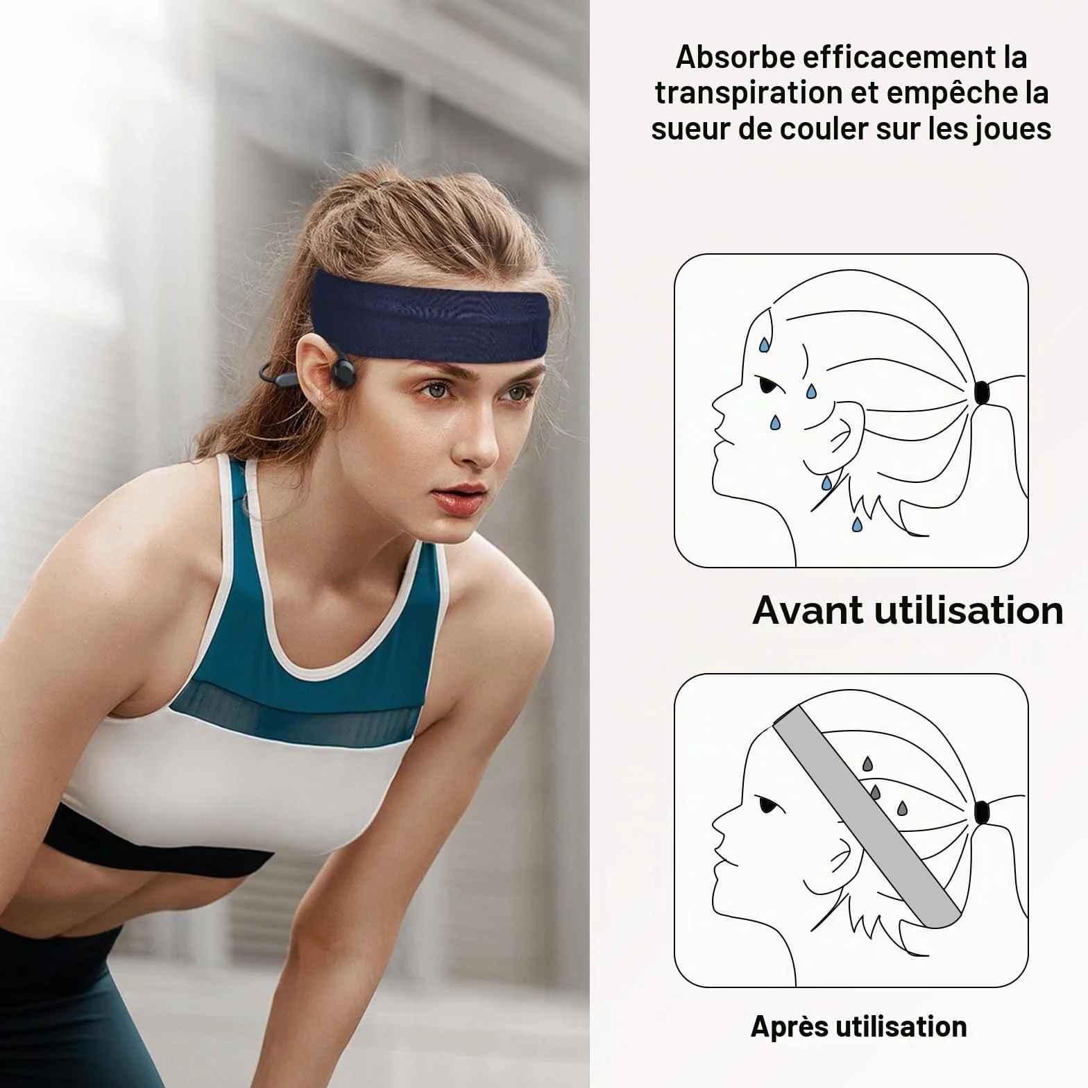 Bandeau Cheveux Femme Homme Antidérapant Headband Running Sport Yoga Élastique Unisexe 8 PCS