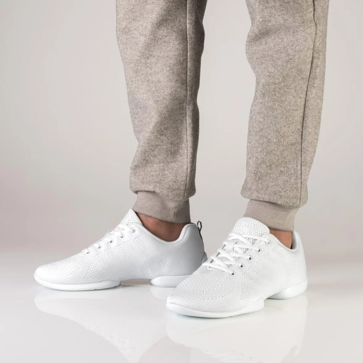 Anna Kern Suny 4060 Bold Baskets de danse pour homme - Blanc tricoté - Largeur normale - Talon 1 cm - Semelle en polyuréthane divisée
