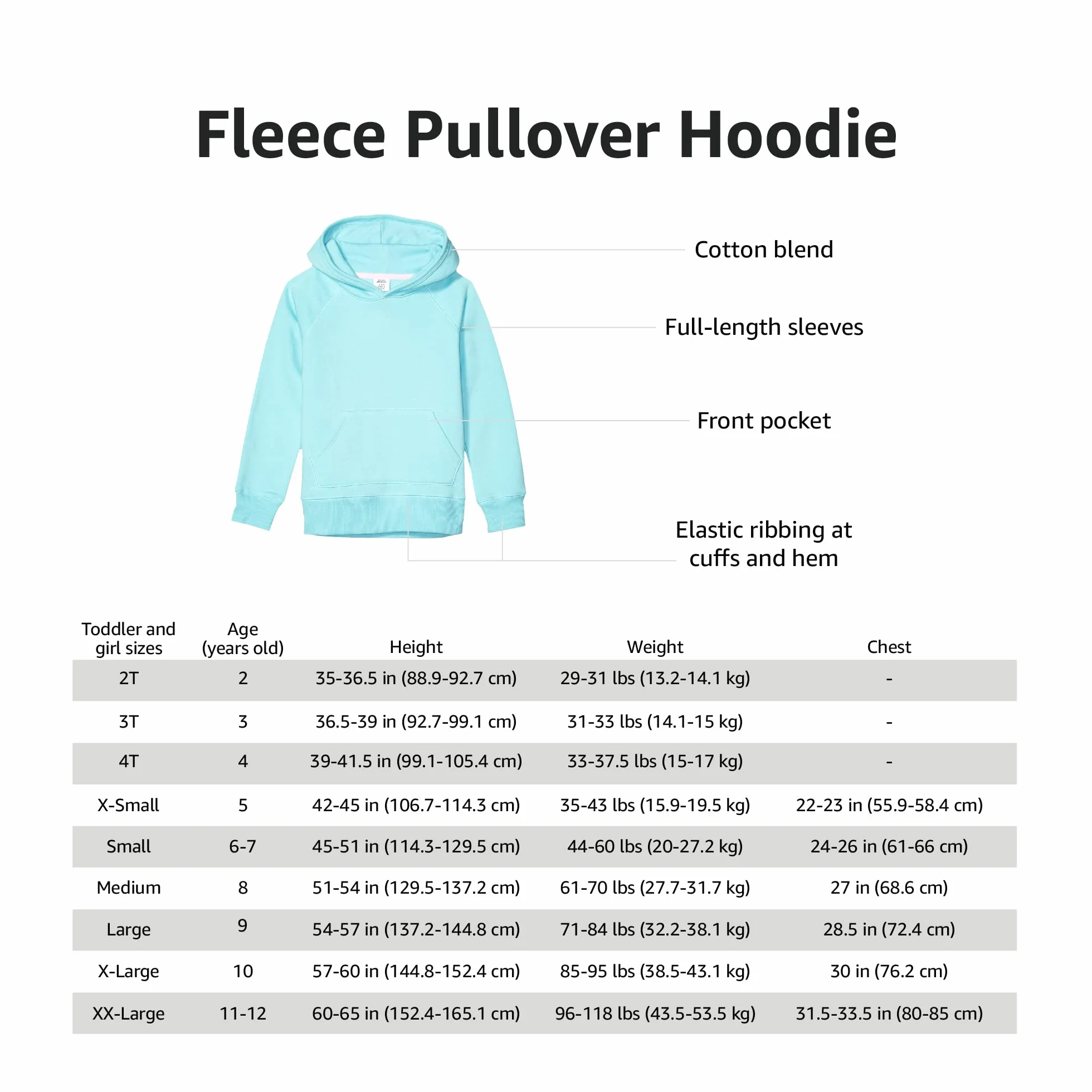 Amazon Essentials Fille Sweatshirt à Capuche à Enfiler