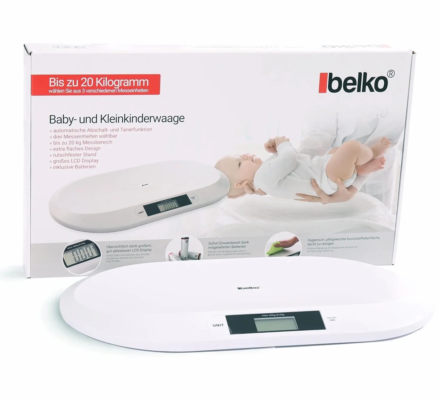 Belko Pèse-bébé Plat Numérique 20 kg Balance d'Allaitement Pèse-animal