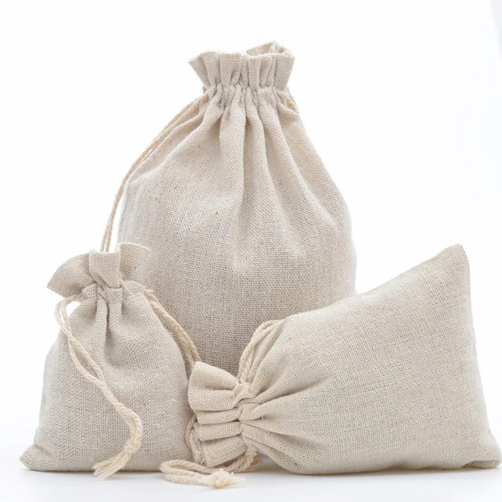 Dahi Petits Sachet en Tissu Pochon Coton 10x14cm Sac Toile de Jute Pochette Tissu Cordon Sachet Bijoux Sacs Cadeau Reutilisable