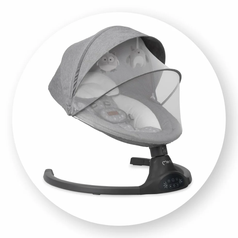 MoMi KENANI Transat balancelle pliable 9 kg télécommande Bluetooth harnais 5 points pare-soleil moustiquaire