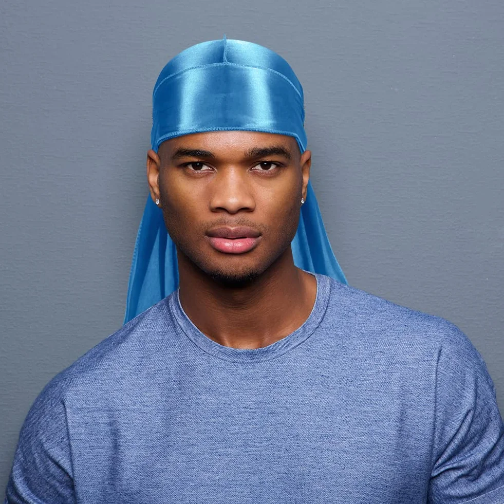 Lot de 6 Durags en Satin pour Hommes avec Longue Queue et Larges Bandes