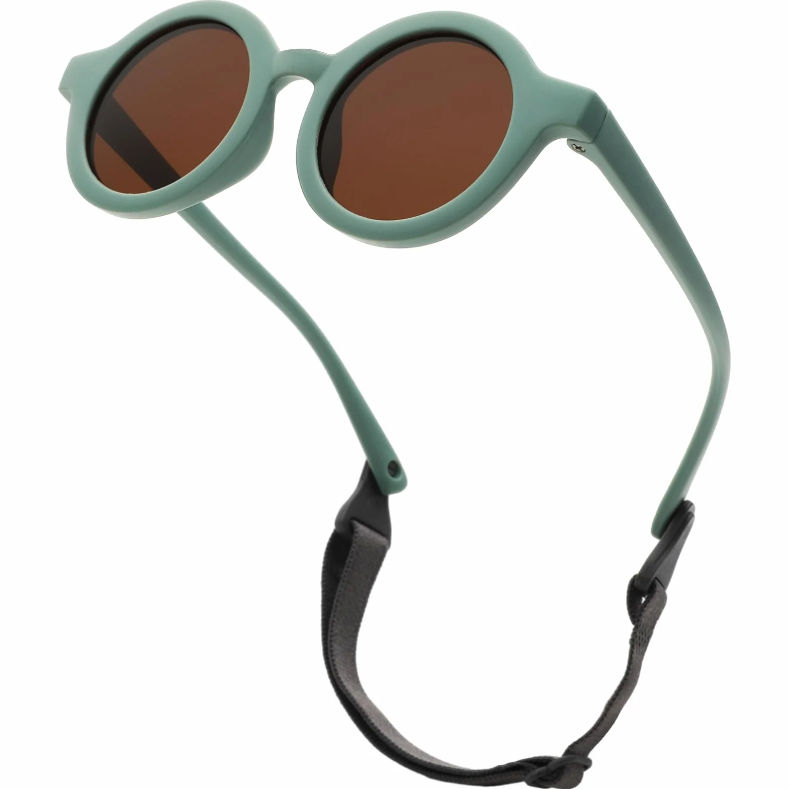 Lunettes Soleil Bébé Polarisées UV400 0-36 Mois Cadre Silicone Ronde Enfant