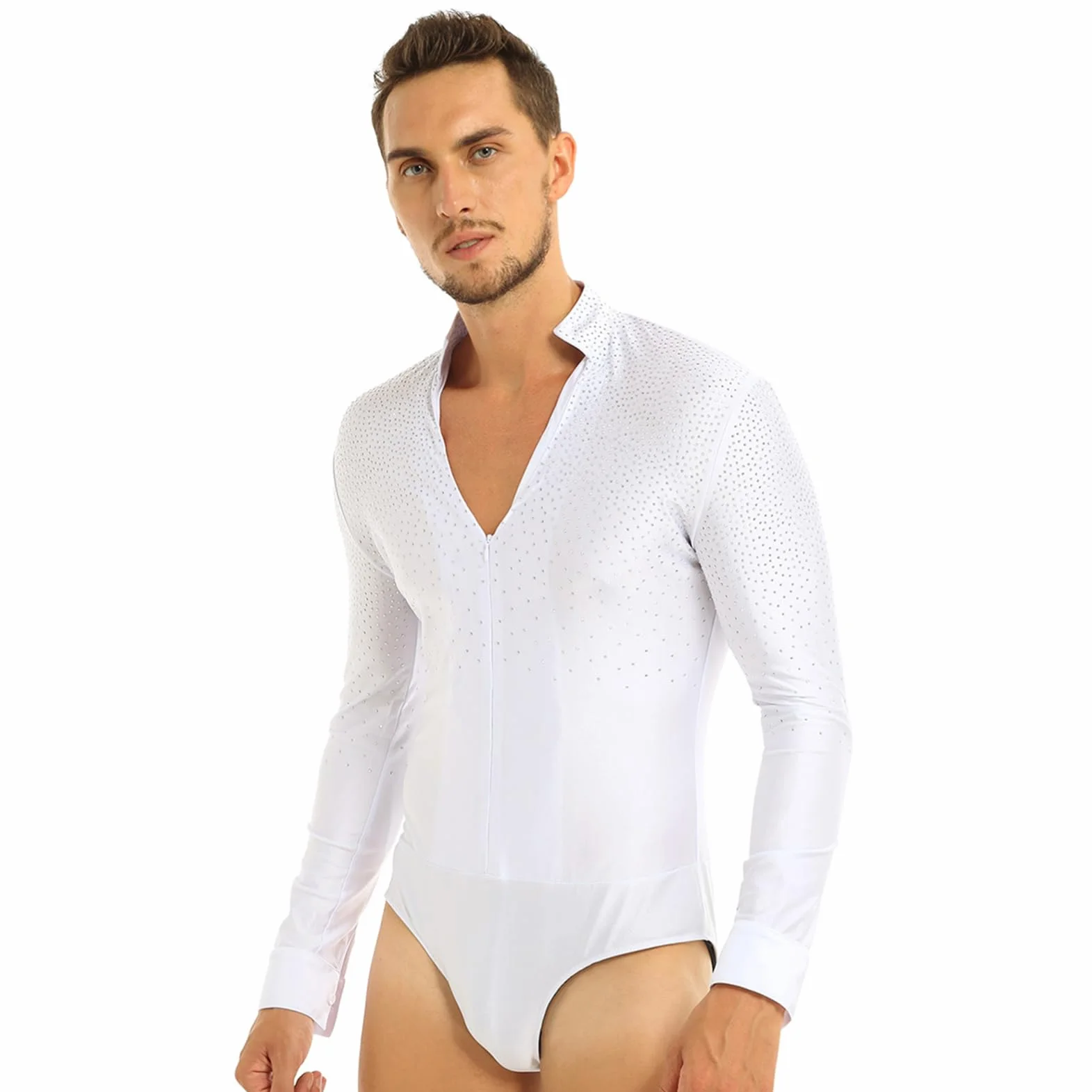CHICTRY Justaucorps de Danse Latine Pantalon à Franges Homme Salsa Chacha