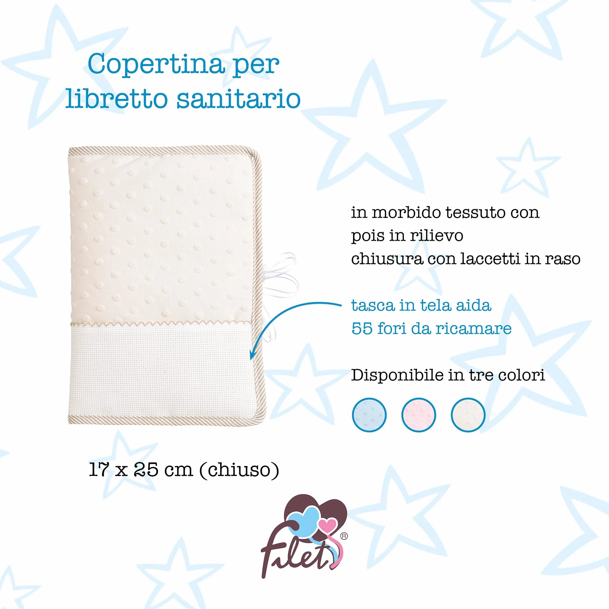 Couvre-Livret Sanitaire à Broder Nouveau-né Compatible avec Chaier de Santé de l’Enfant Formulaire CERFA no 12593 02 Made in Italy Couleur Tourterelle