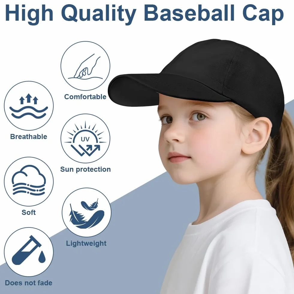 Casquette de Baseball Enfant Garçons Filles, Chapeau de Soleil Réglable en Coton Anti-UV