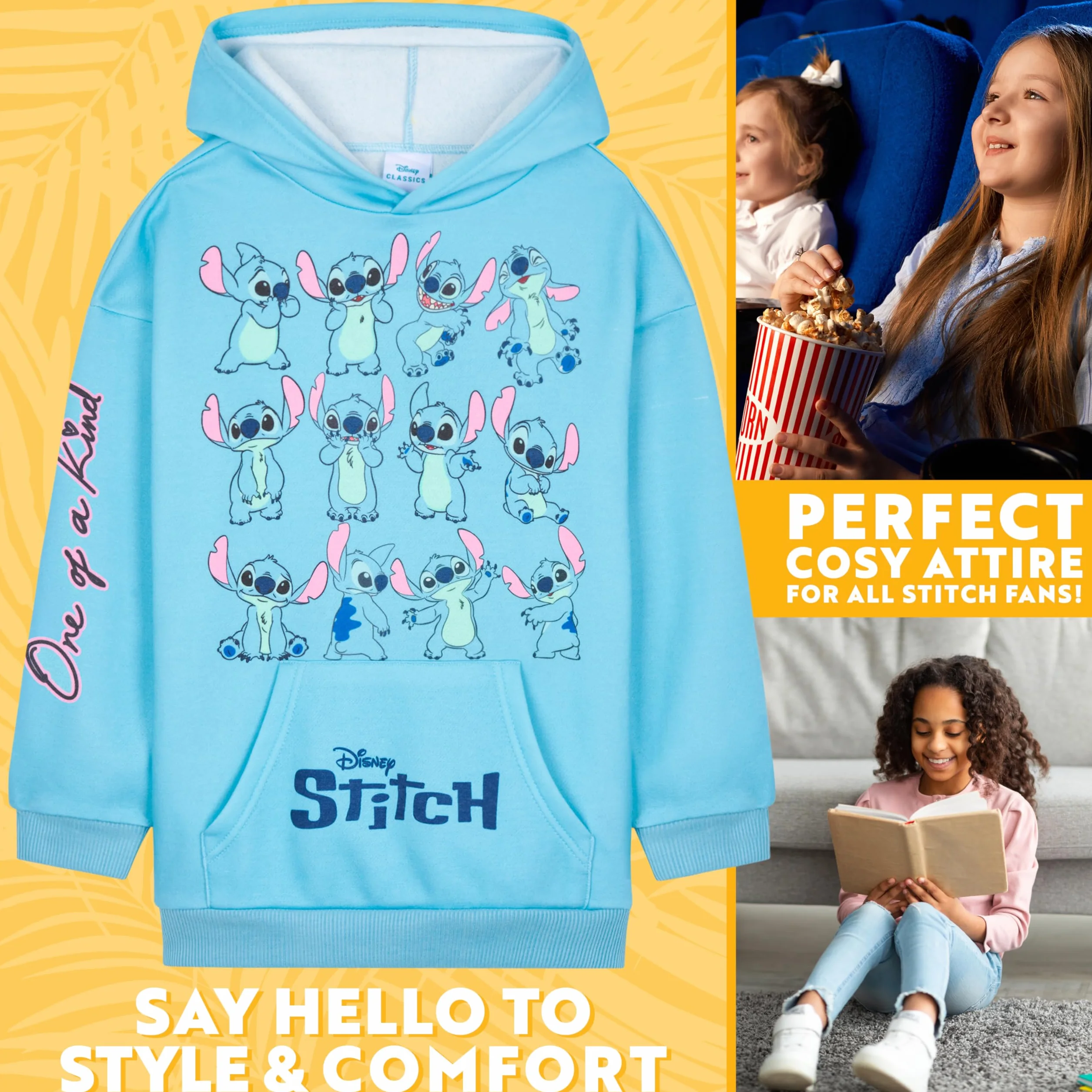 Disney Stitch Sweat Capuche Fille Enfant Ado Officiel Vetement Décontracté
