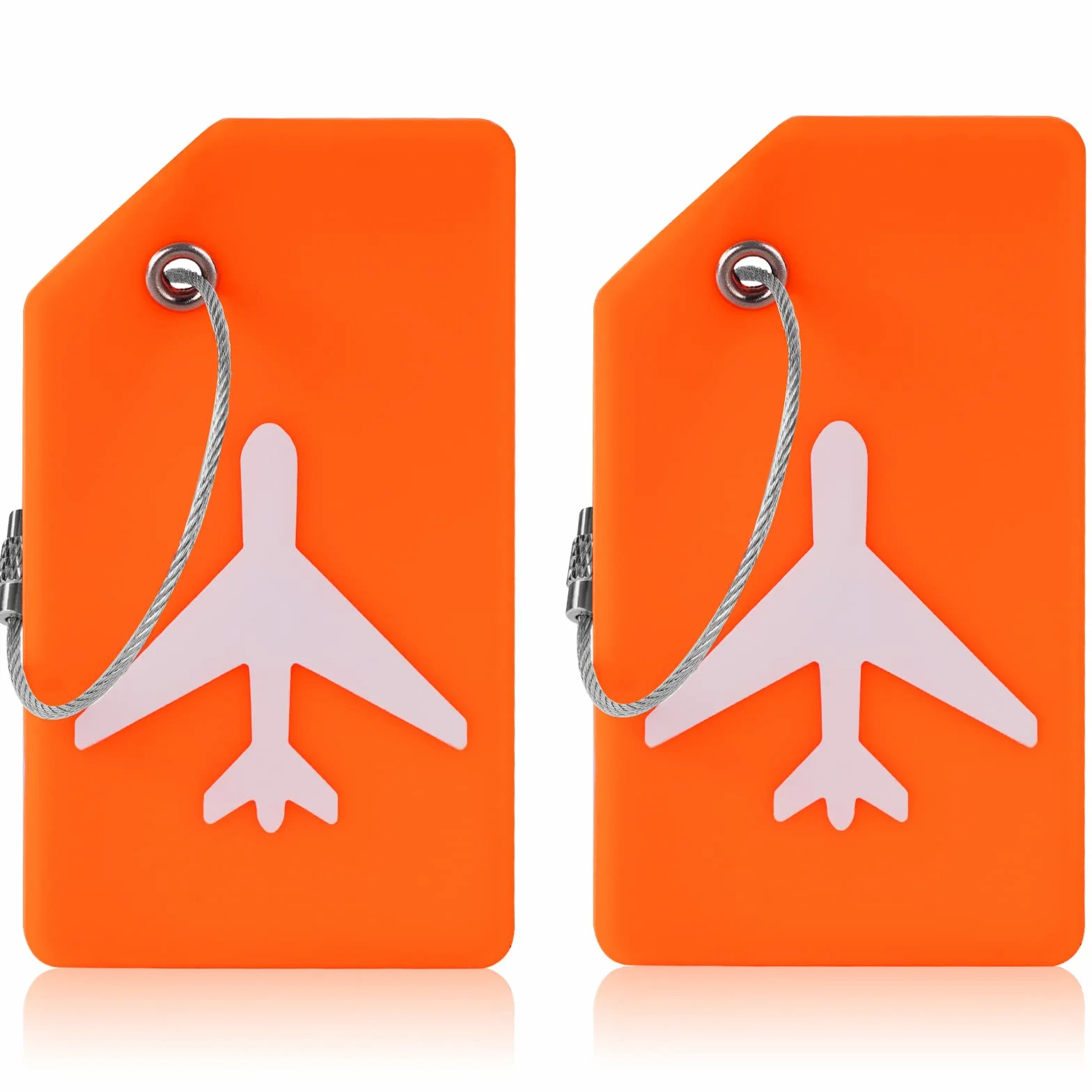 Flintronic Lot de 2 Étiquettes de Bagage en Silicone avec Carte d'Identité, Cordes en Acier Inoxydable