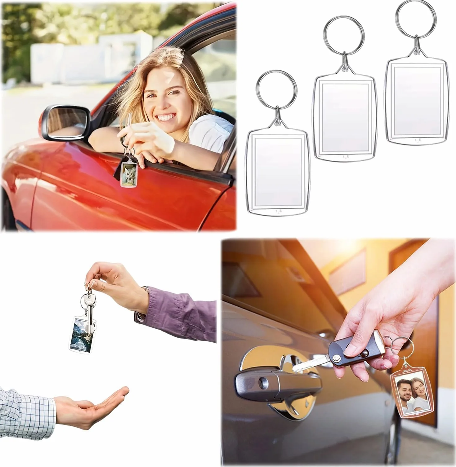 Porte-Clés Photo Personnalisé, Porte-Clé Acrylique Transparent, DIY Keychain pour Clés