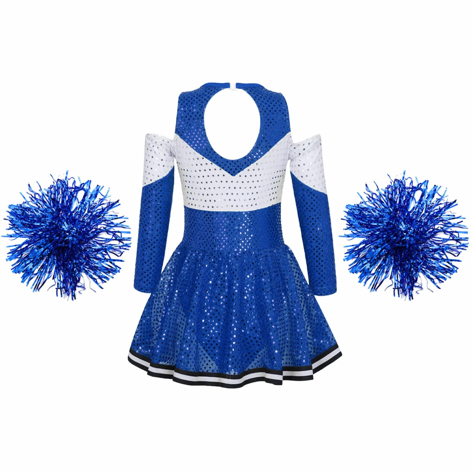 Robe Sequins Danse Hip Hop Jazz avec Pompoms pour Filles 6-16 Ans