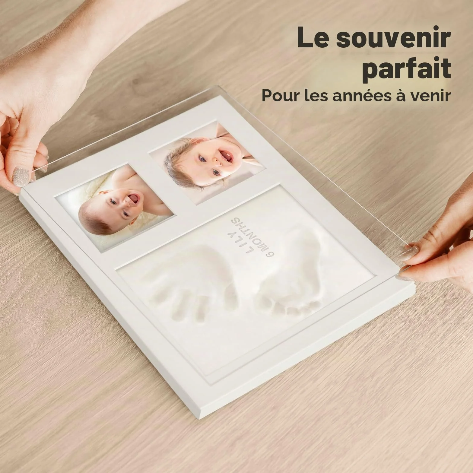 Kit Souvenir Empreinte Bébé - Cadre Photo Nouveau-Né - Kit d'Art Mémoire - 28cm x 22cm, Alpine White