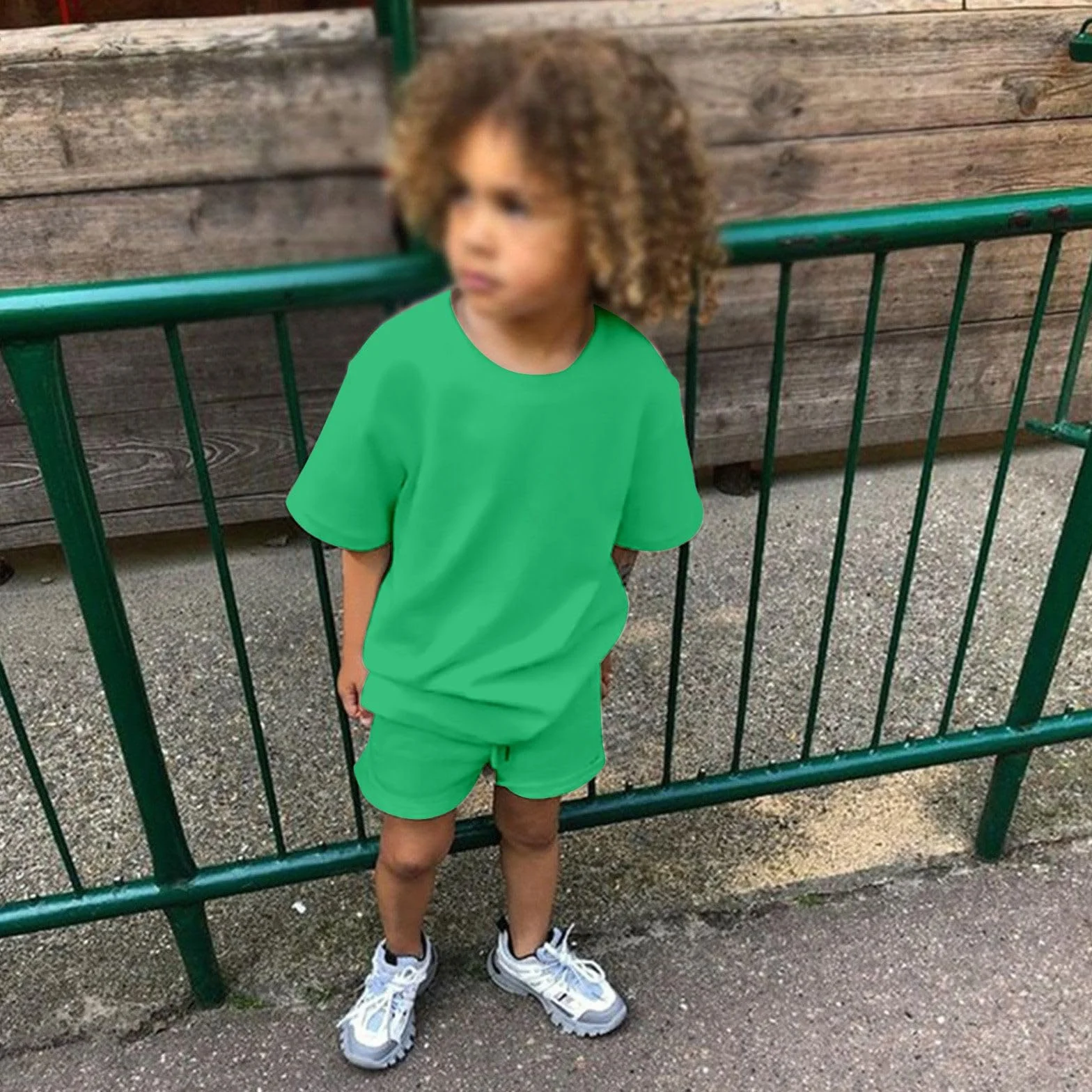 Ensemble de survêtement 2 pièces bébé garçon fille, Tenue été unie manches courtes short