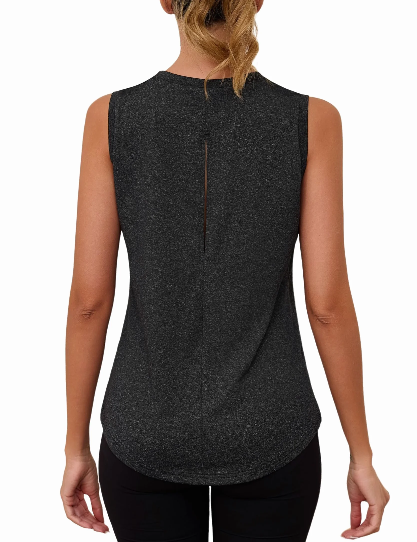 Gyabnw Débardeur Sport Femme Col Rond Sans Manches Top Découpes Épaules Yoga Fitness Entraînement
