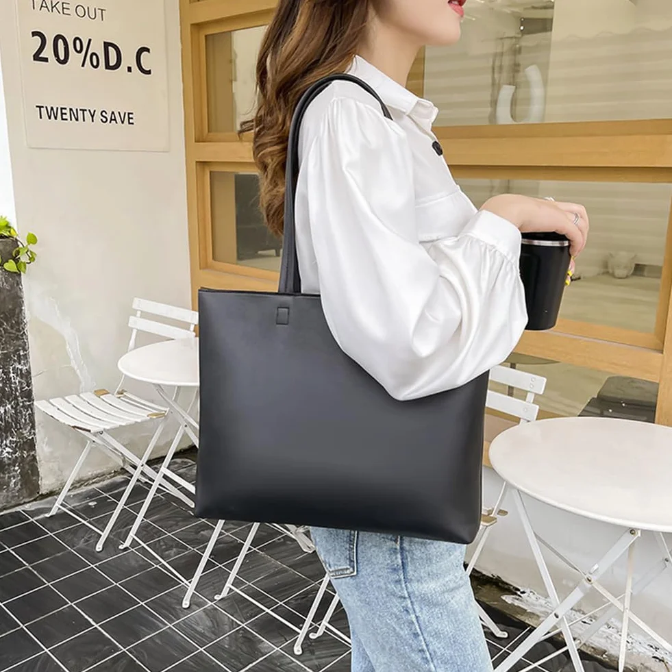 Flintronic Sac à Main Femme, Sac Cabas Grande Capacité, Fourre-Tout Cuir PU Souple, Shopper Bandoulière Travail Voyages