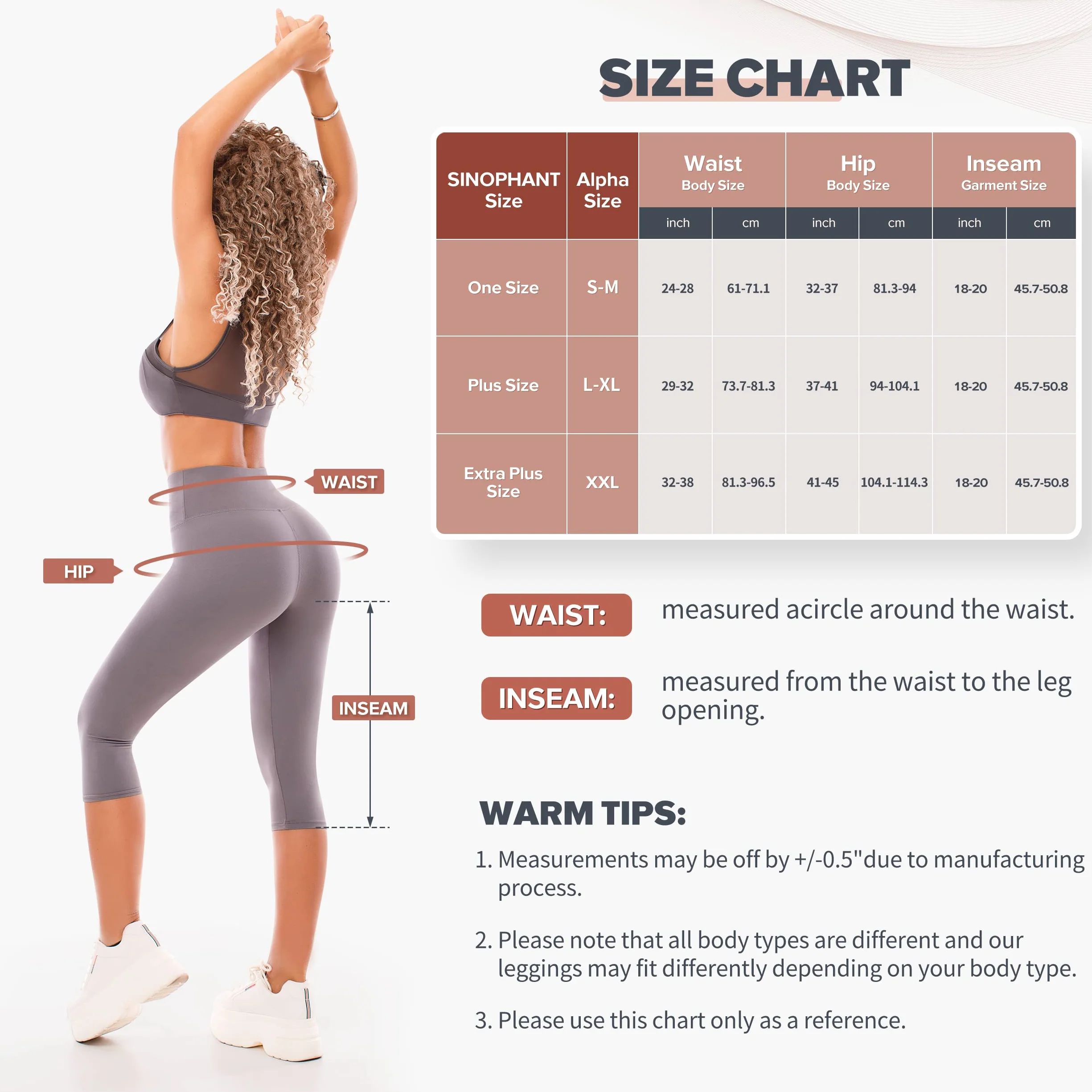 SINOPHANT Legging 3/4 Femmes Pantalon de Sport Taille Haute Yoga Opaque Doux