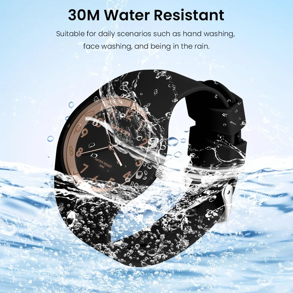 Montre pour Femme avec Bracelet en Silicone, Montre de Sport Analogique Etanche, Grand Cadran Facile à Lire