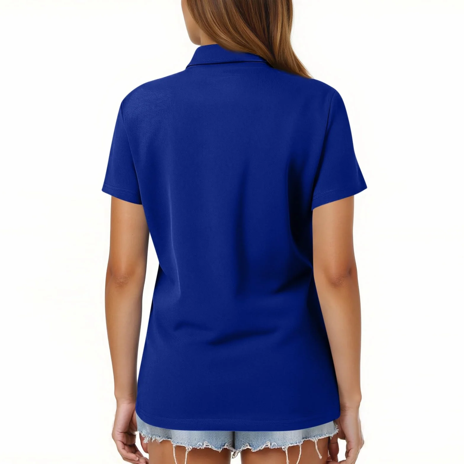Polo Femme Manche Courte Col V Boutonné Poche Haut Décontracté Respirant Chemisier Grande Taille