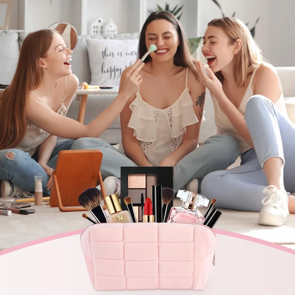Grande Trousse de Maquillage Aucuu, Sac Cosmétique de Voyage avec Fermeture éclair Motif Floral
