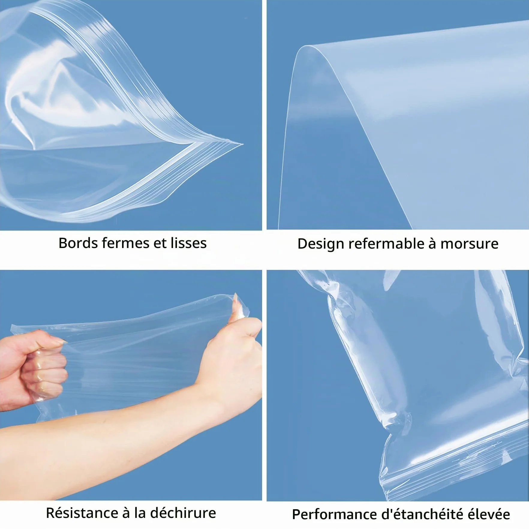 Sacs refermables en plastique transparent 40 x 60 cm Lot de 25 - Sachets Zippé Hermétiques