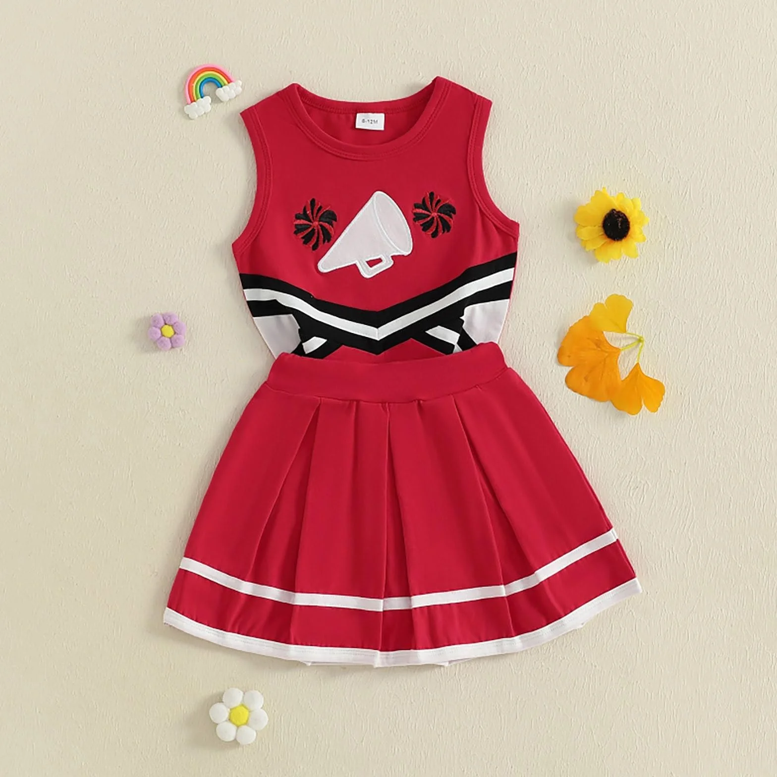 Costume de pom-pom girl pour enfant et bébé fille avec haut court et jupe