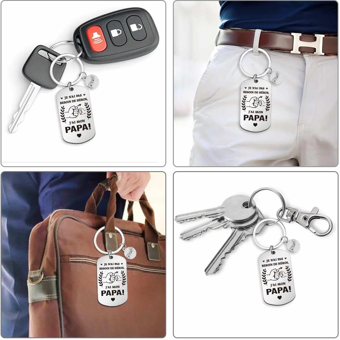 Porte Clef Inoxydable Cadeau Papa Fête des Pères Anniversaire
