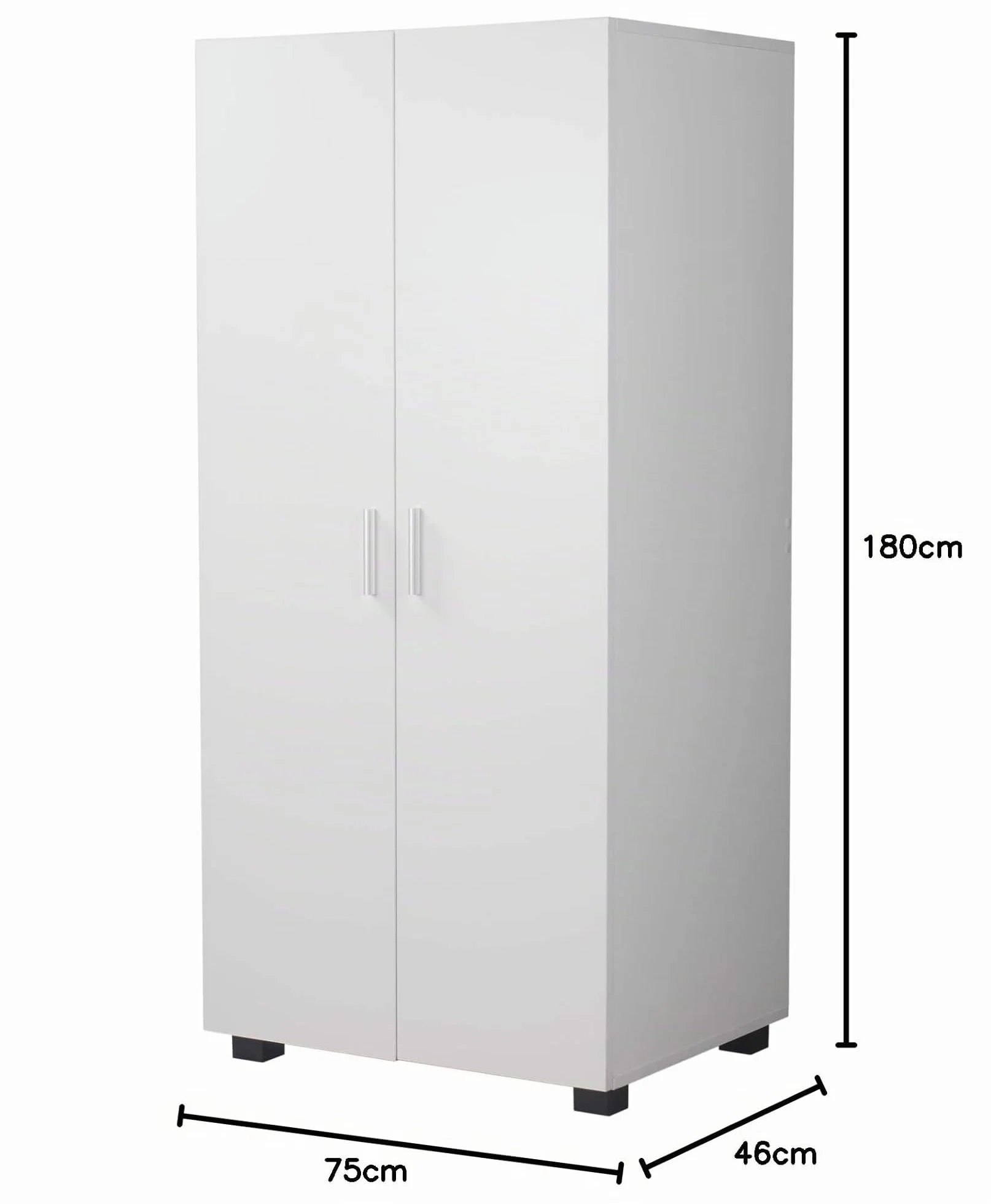 Armoire en bois 2 portes 2 tiroirs pour chambre d'enfant Blanc