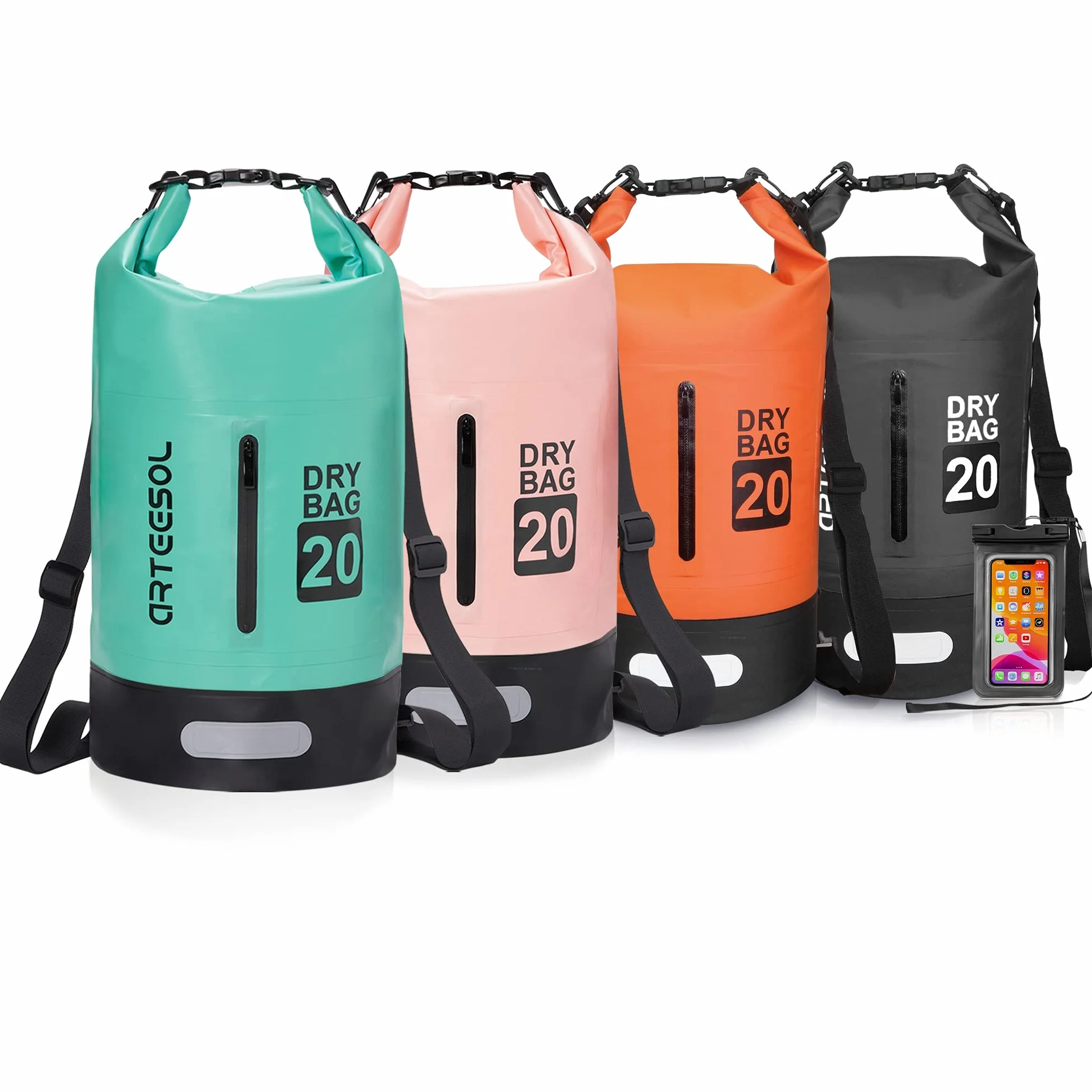 Sac Sec Étanche Kayak Bateau Canoë 5L 10L 20L 30L avec Sangle Réglable