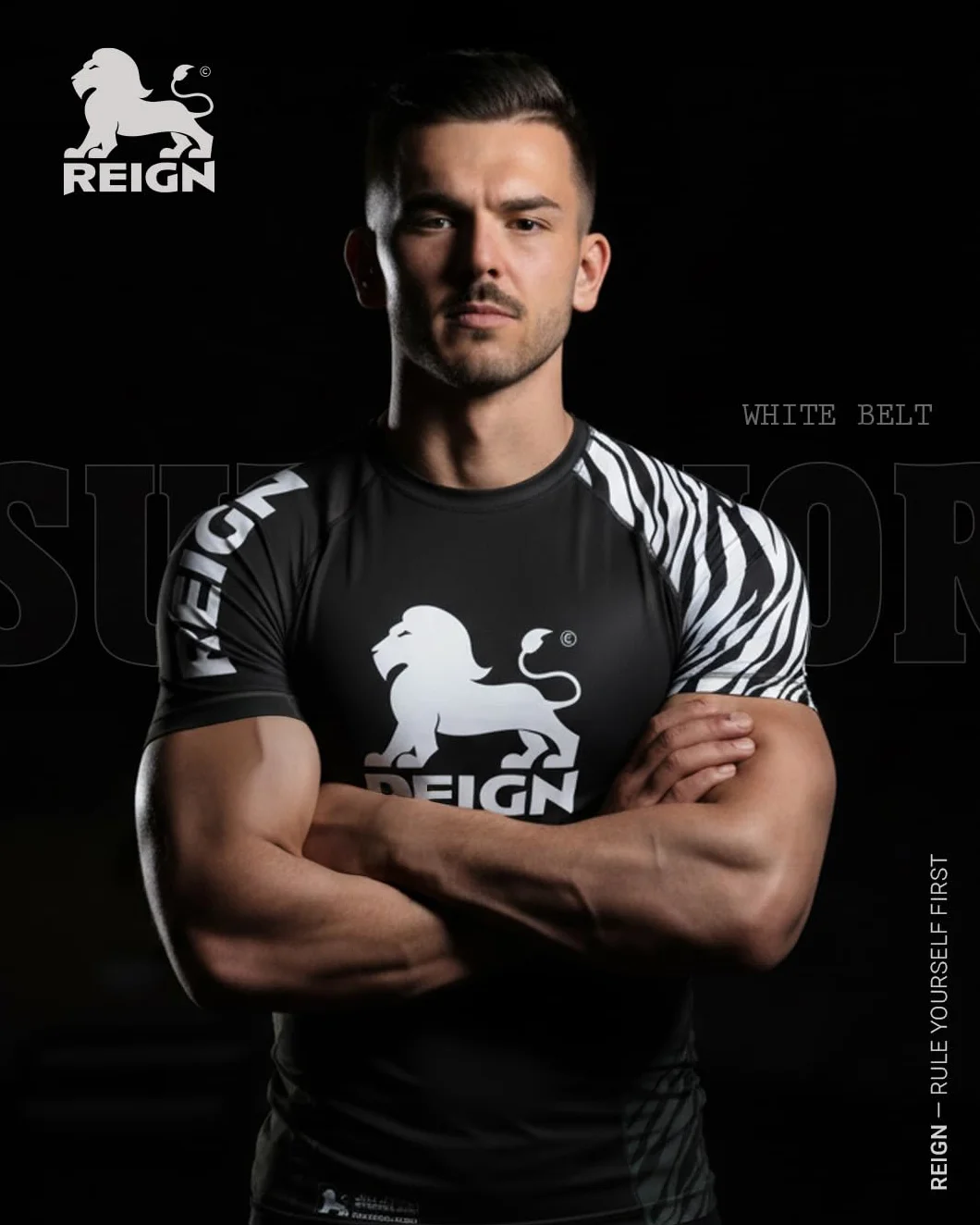 REIGN Rashguard MMA BJJ Homme Ceinture Blanche