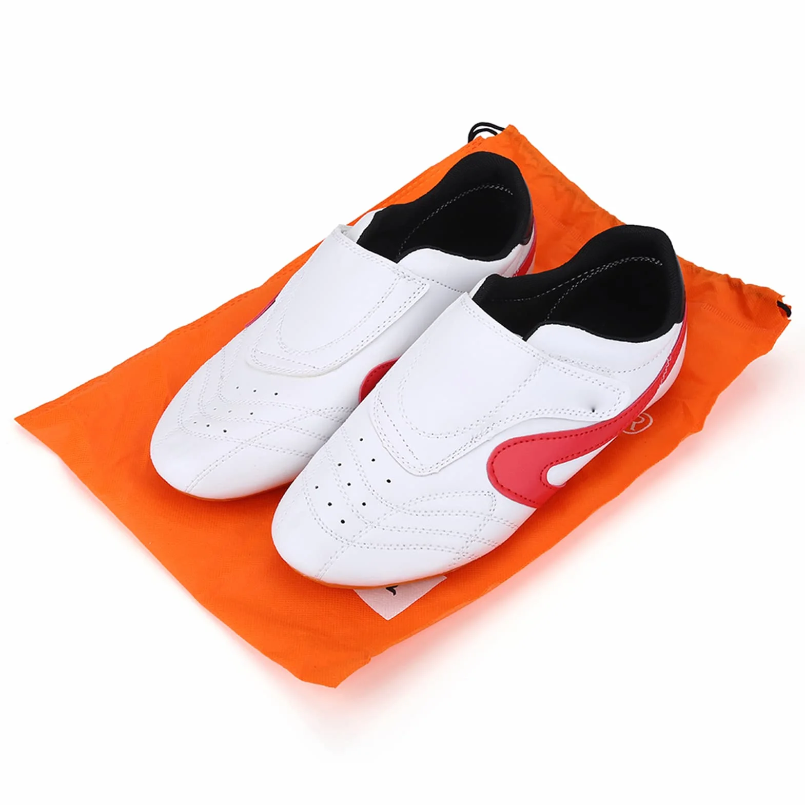 Chaussures de Taekwondo Unisexe Respirant Boxe Kung Fu Tai Chi Sport Légères pour Enfants Adultes 35 Blanc Rouge