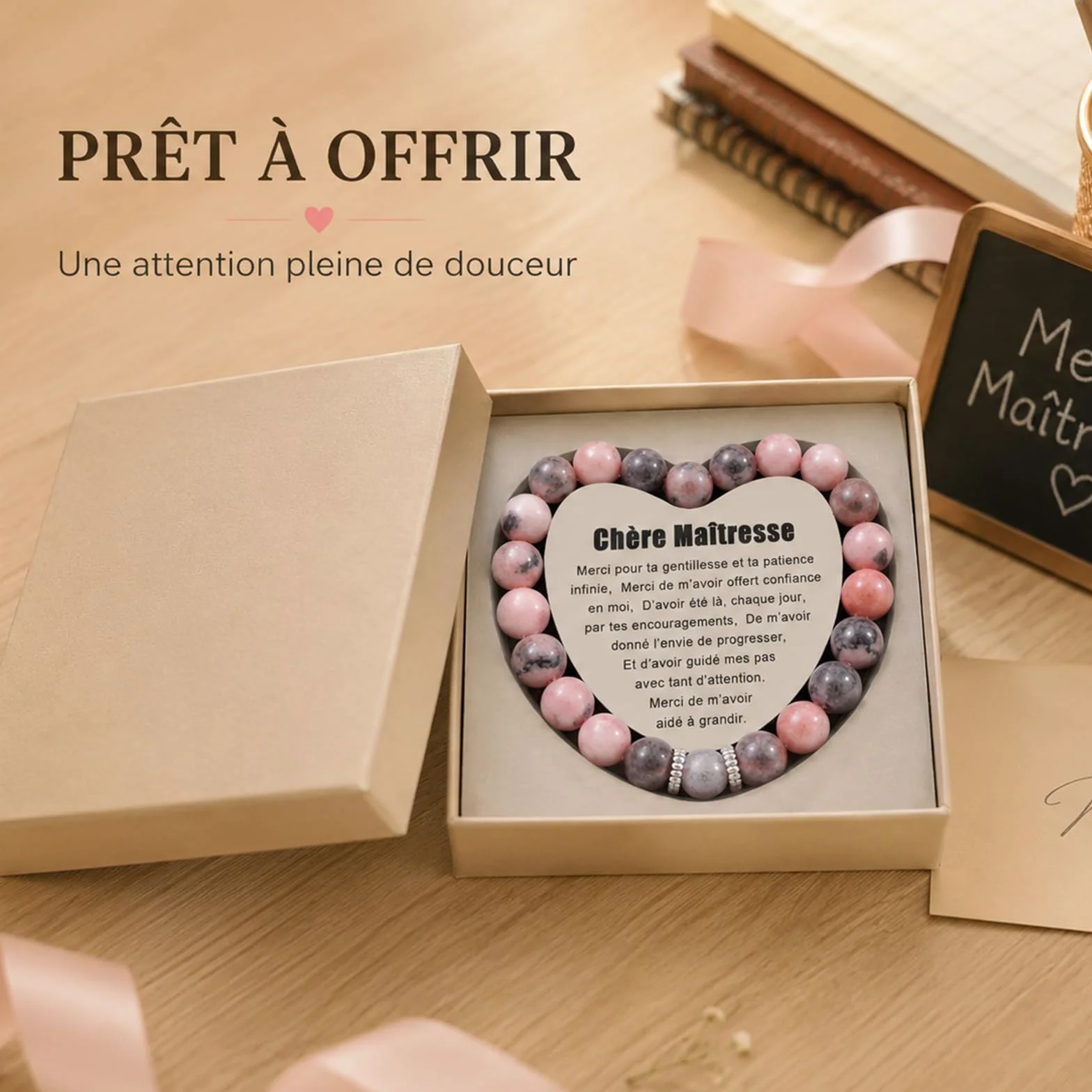 Bracelet pour Maman Cadeau Fete des Meres Coffret en Forme de Cœur