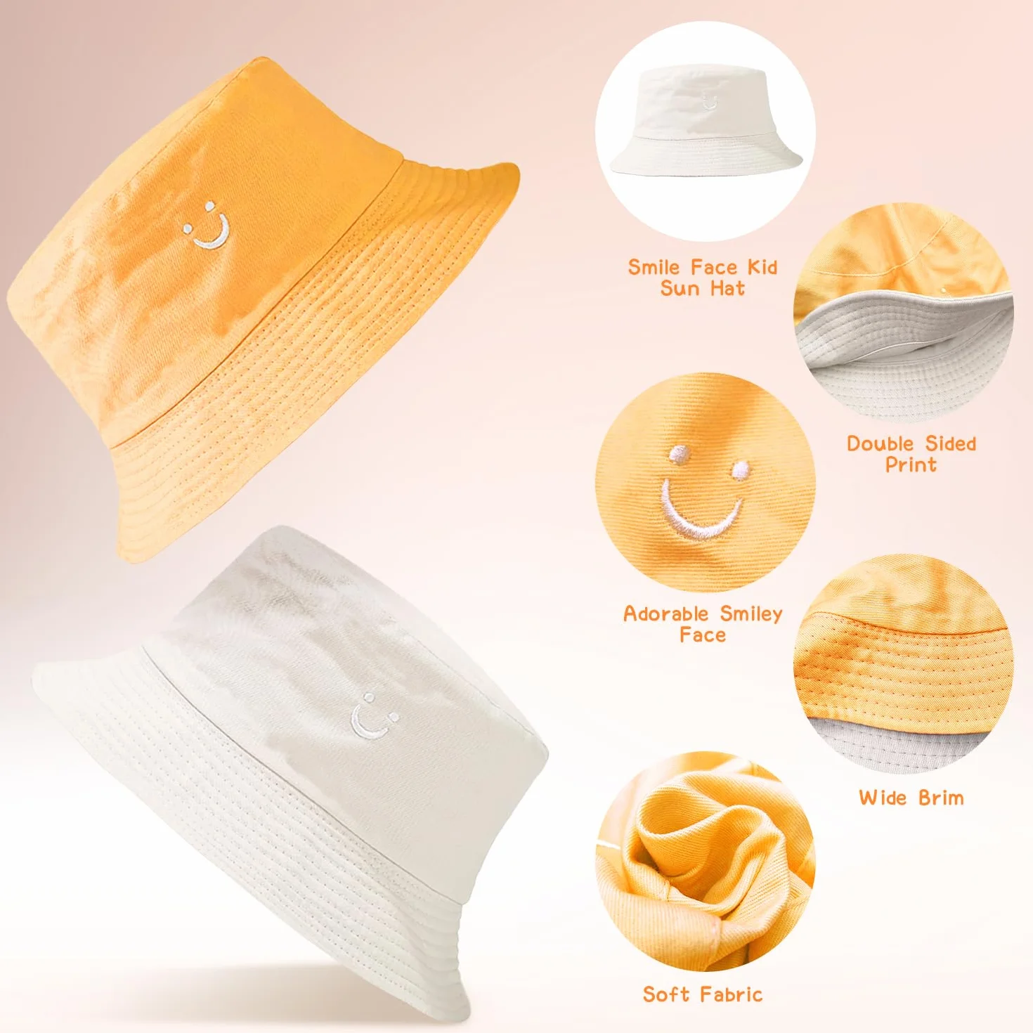 Chapeau de soleil réversible à large bord pour enfants garçons filles 2-8 ans